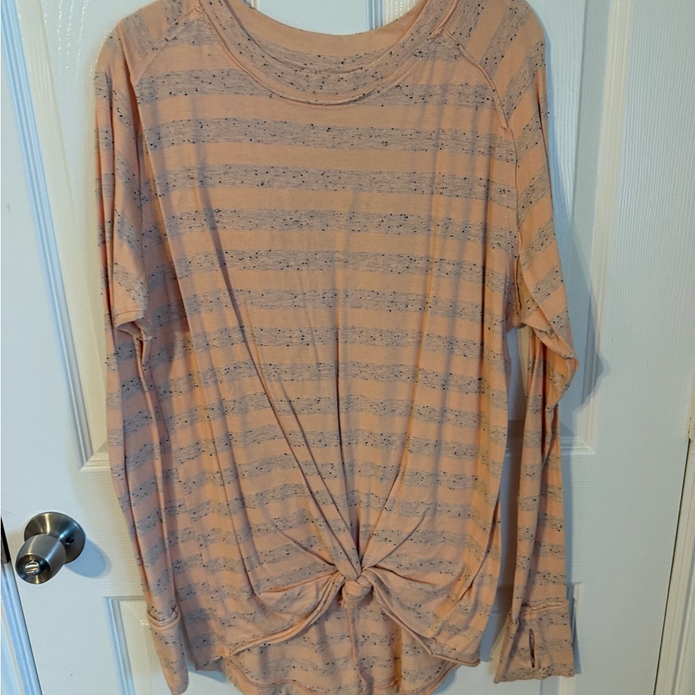 We The Free Peach Striped Long Sleeve Top